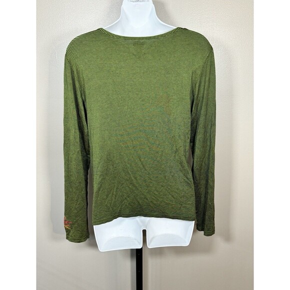 Aventures des Toiles Cotton  Long Sleeve Style Abstract Green Boho US SIZE 6 - Picture 4 of 10